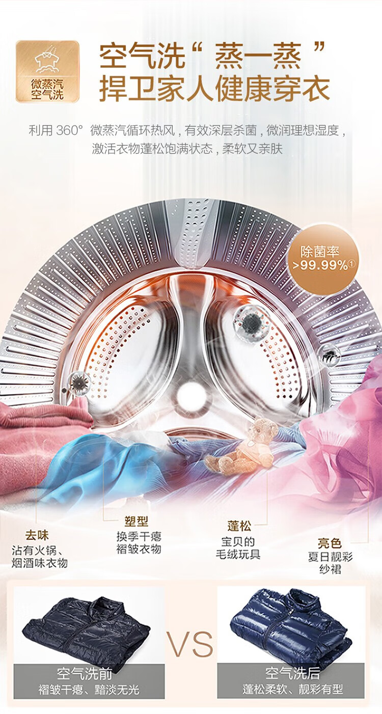 海尔（Haier）滚筒洗衣机全自动洗烘干一体一级变频10公斤家用大容量LED触控彩屏 超薄机身+无烘干EG10010B18S