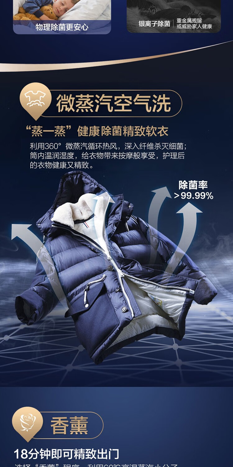 海尔（Haier）10公斤全自动滚筒洗衣机洗烘一体机直驱变频微蒸汽空气洗杀菌 10kg非烘干G100168BD14LSU1