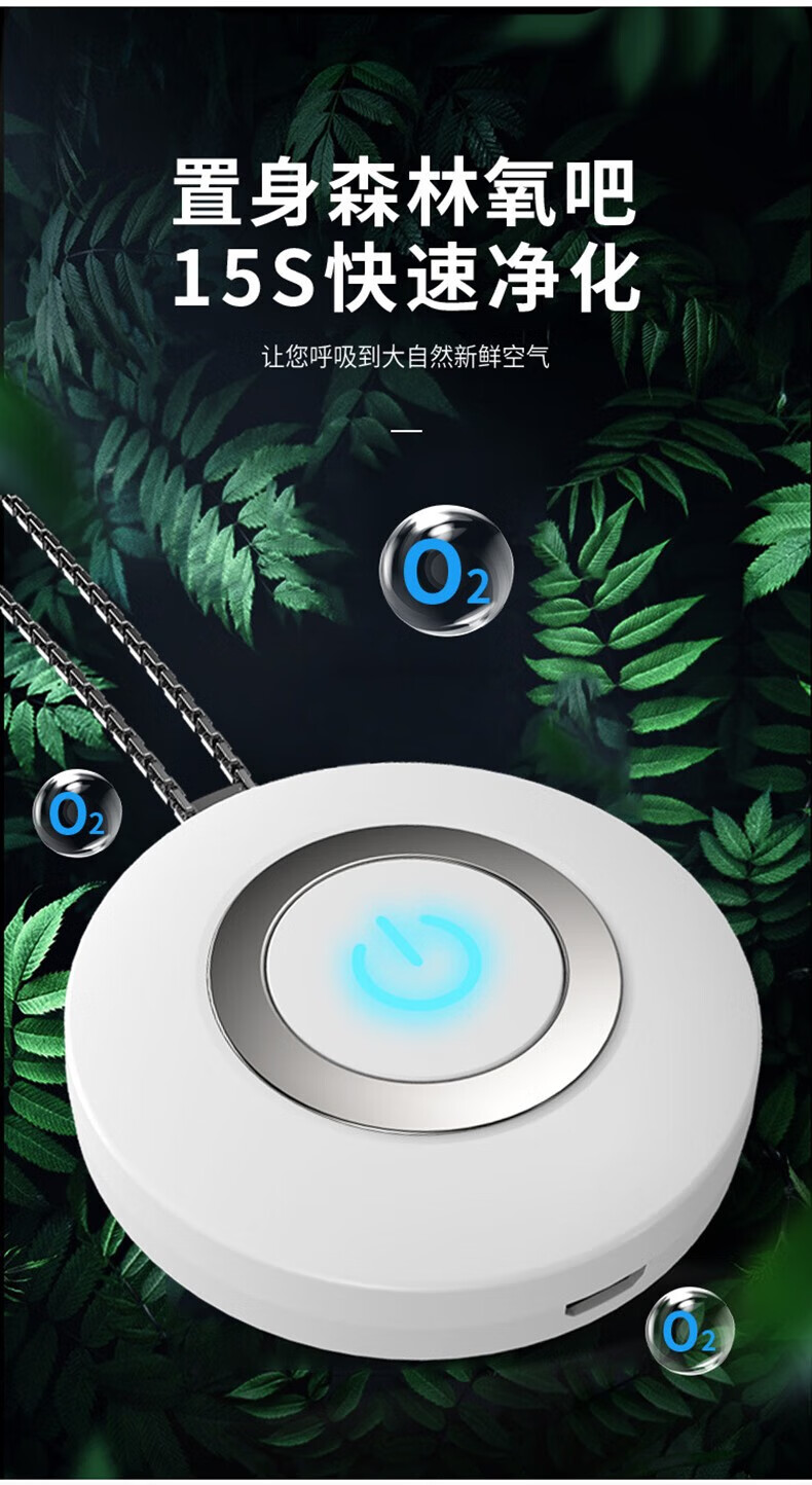 颐电 随身氧吧 随身迷你负离子净化器 便携式挂脖随身空气净化器 开学礼品送朋友生日礼物 黑色 AD-4117