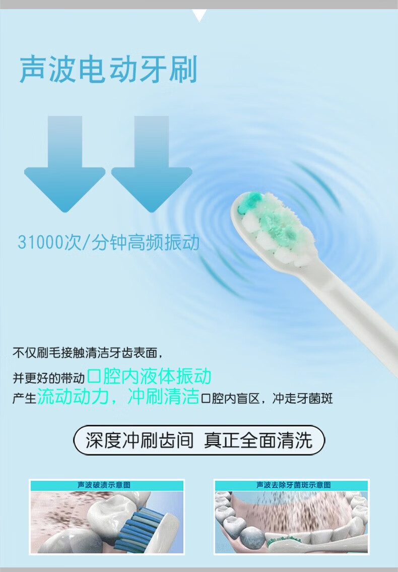 颐电 无线充电声波震动电动牙刷 声波震动磁悬浮马达电动牙刷成人/学生 送礼物男/女 五档清洁 AD-4102 白色