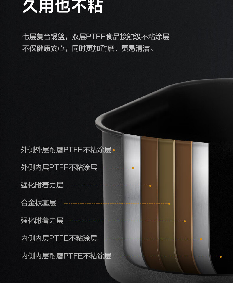 Midea5L大容量空气炸锅家用多功能低油轻脂 精准控温大功率电炸锅烤箱KZ50M4-707