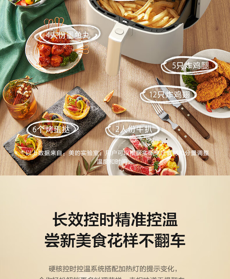Midea5L大容量空气炸锅家用多功能低油轻脂 精准控温大功率电炸锅烤箱KZ50M4-707