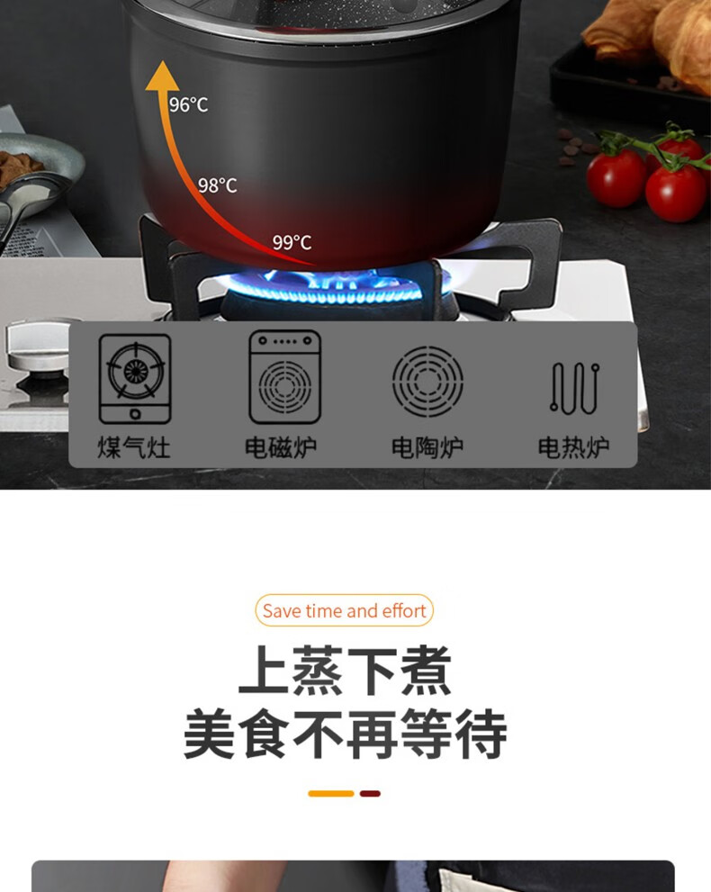 苏泊尔（SUPOR）麦饭石奶锅不粘锅辅食煎煮小锅煮泡面热牛奶 带玻璃盖16cm PT16W2