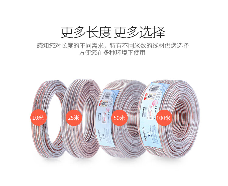 胜为（shengwei）喇叭音箱音频线音响线材发烧级HI-FI型连接线透明2*200芯 透明色2*200芯 50米 AEC-2050
