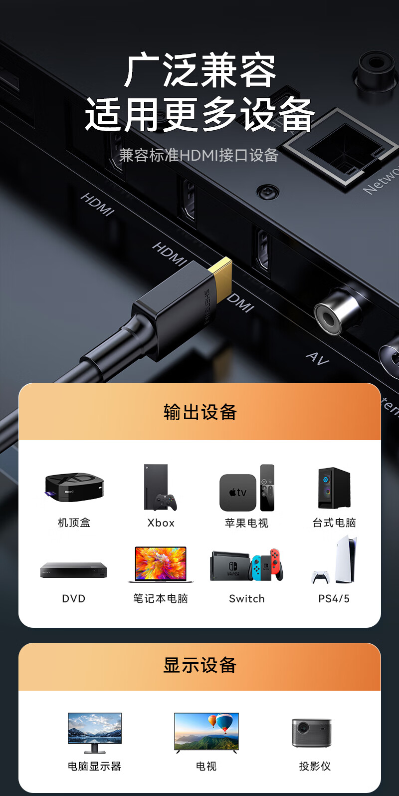 胜为（shengwei）HDMI线2.0版 电脑电视4K高清线 3D视频线 机顶盒投影仪显示器连接线 2米 AHH3020G