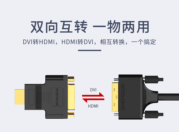胜为（shengwei）HDMI公转DVI母转接头 HDMI转DVI24+5/DVI-I转换头 笔记本电脑PS4连接显示器 DA-401B 3个装
