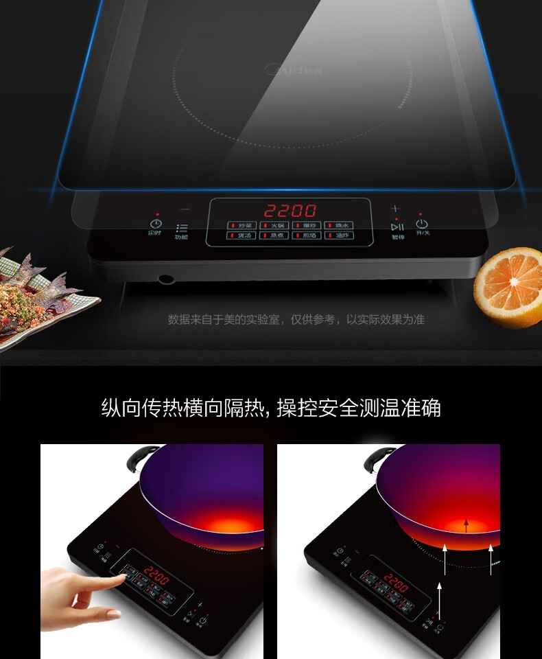 Midea电磁炉商用2200W大功率配锅套装家用电磁灶触控MC-CL22Q1-405J