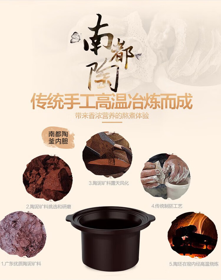 Midea慢炖锅保温火力可调/陶瓷内胆/两档火力 立体环绕匀热 家用电炖锅 TGH30C