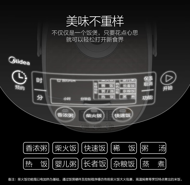 Midea电饭煲 匠铜圆灶釜 匀火速热盘 24小时预约MB-RS40TQ