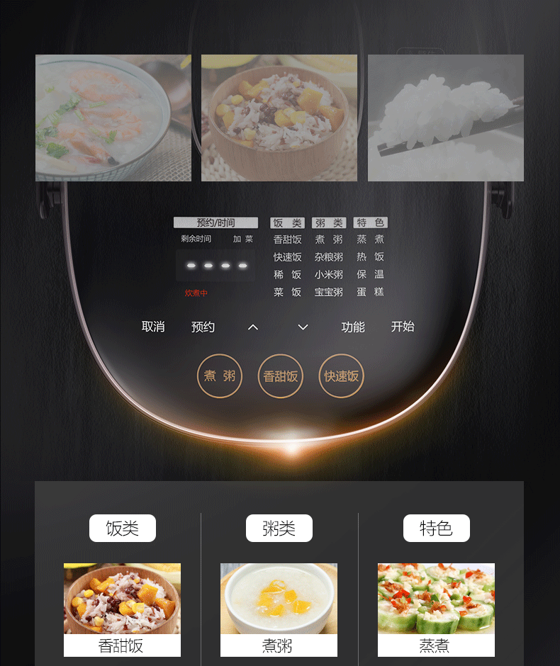 Midea电饭煲迷你小型1.2升电饭锅多功能煲汤煮饭煮粥不粘易洁黑晶内胆煮饭锅 FB12X1-213A