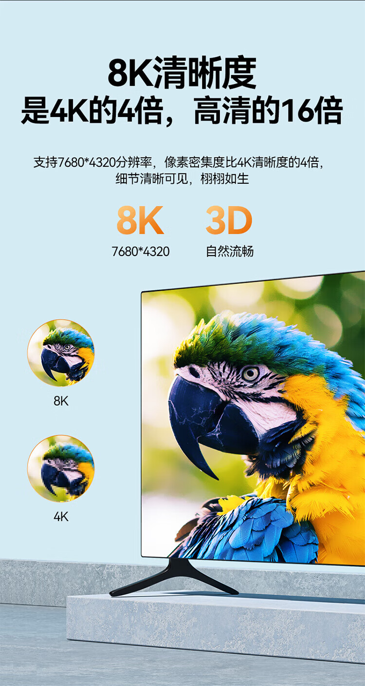 SAMZHE 山泽HDMI线2.1版8K60Hz笔记本机顶盒接显示器高清视频连接线5米兼容HDMI2.0HG-50