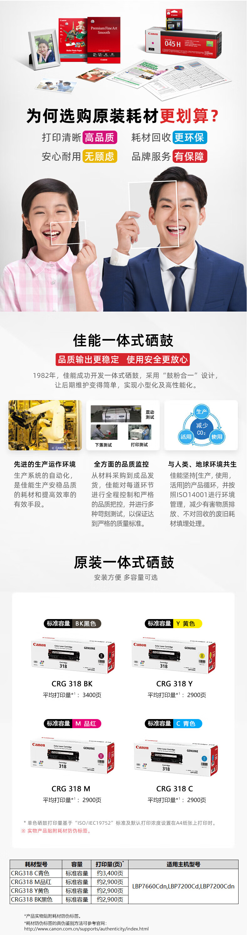佳能（Canon）CRG318 Y黄色硒鼓 适用LBP7200Cd/7200Cdn/7660Cdn