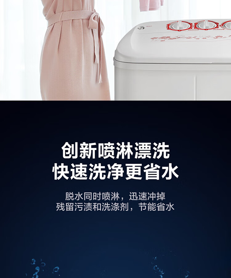 小天鹅（LittleSwan）双缸双桶洗衣机半自动 品质电机 强劲水流? 8公斤 TP80VDS08
