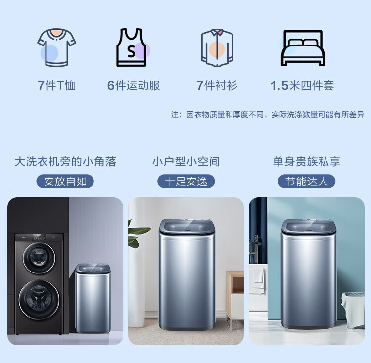 海尔（Haier）洗衣机迷你家用内衣波轮小神童小型便携母婴专用儿童宝宝 5kg直驱+自编程+深层除菌XQB50-B378