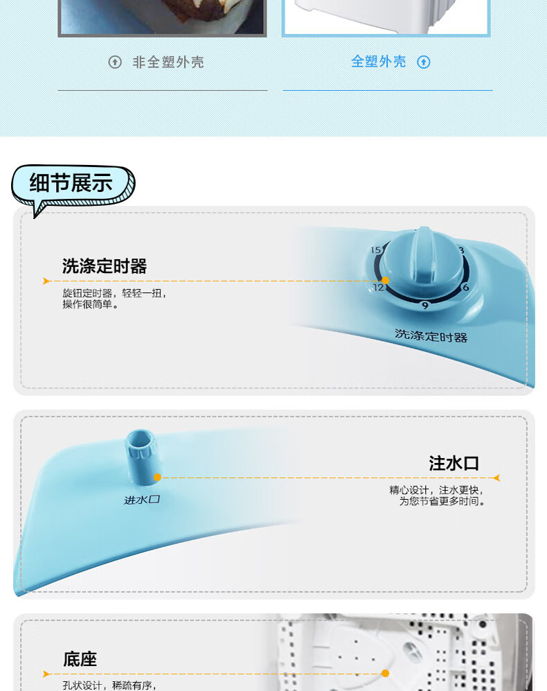 海尔（Haier）2.8公斤迷你洗衣机小型母婴幼儿童宝宝半自动家用 单洗无甩干XPM28-01CY