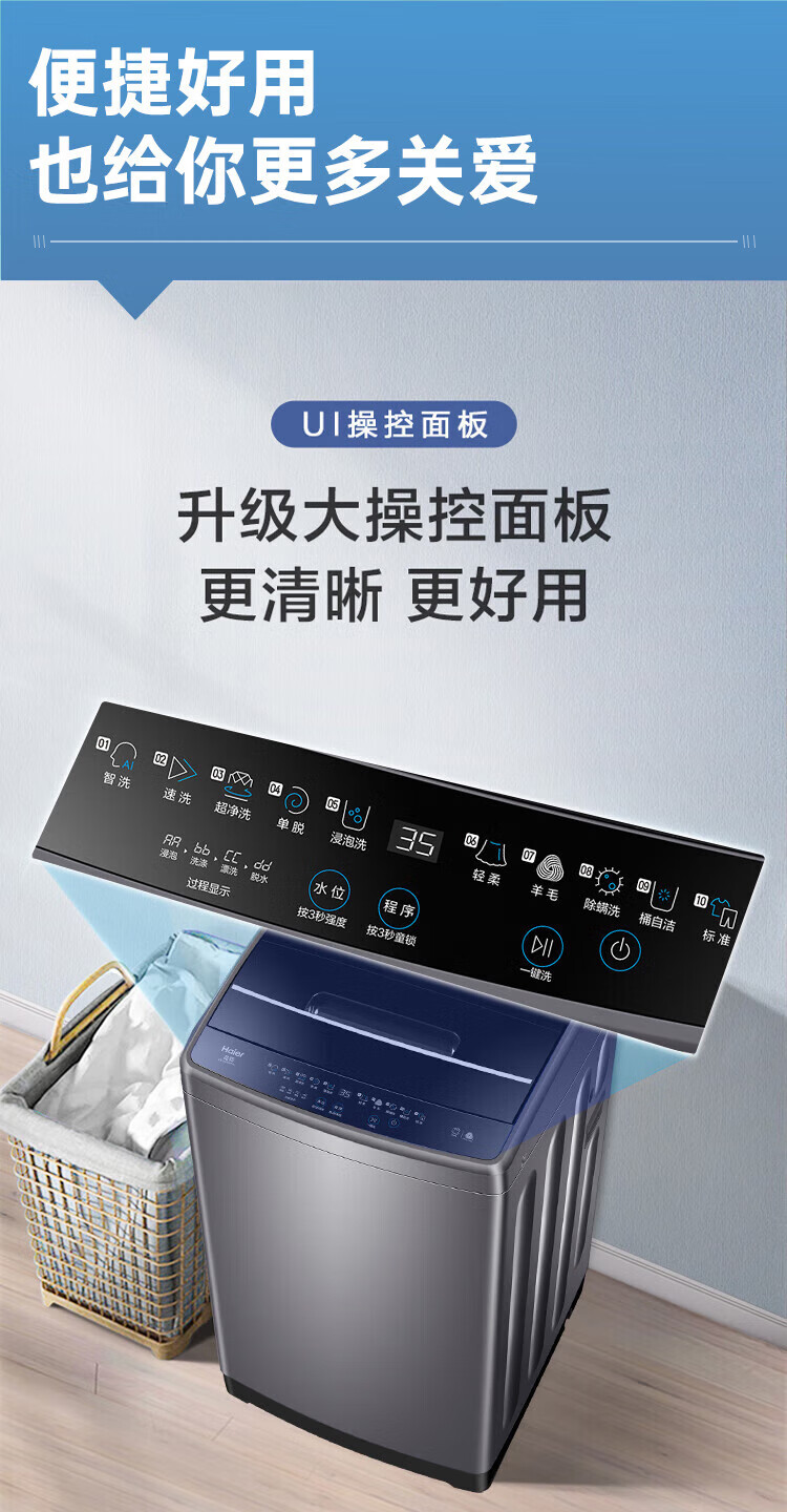 海尔（Haier）波轮洗衣机全自动家电脱水机10公斤大容量EB100M30Pro1