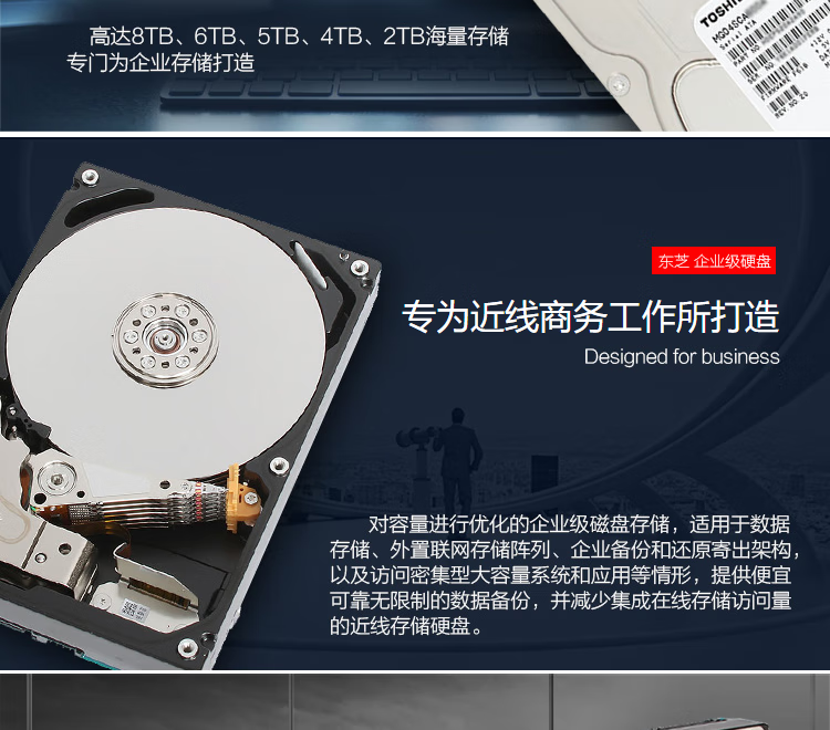 东芝（TOSHIBA）4TB 7200转 256M SAS 企业级硬盘(MGO8SDA400E)