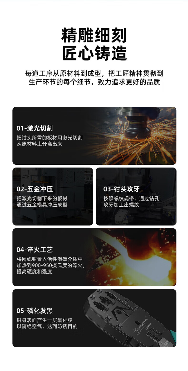 SAMZHE 山泽网线钳压线钳网络水晶头电话水晶头专业三用剥线剪线压接钳网线工具SZ-3068