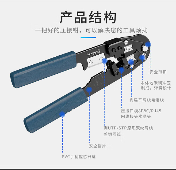 SAMZHE 山泽网线钳网线水晶头压剥剪钳网络压接钳压线钳网线压接工具SZ-310C