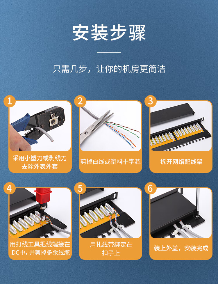 胜为（shengwei）六类配线架24口 工程级30U镀金接口 0.5U机架式网络配线架 NDF-624G