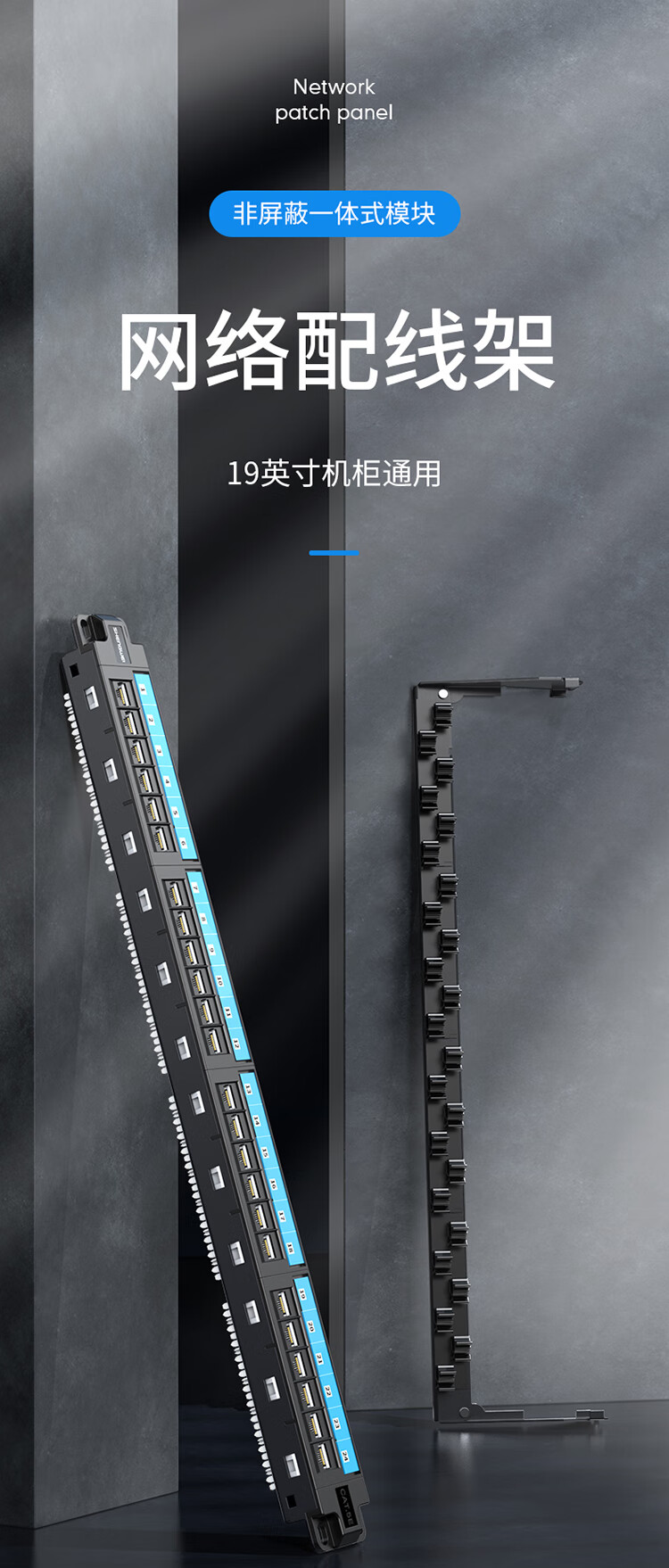 胜为（shengwei）六类配线架24口 CAT6网线配线架 网络级镀金1U机架式机柜网络跳线理线槽CNDF624W