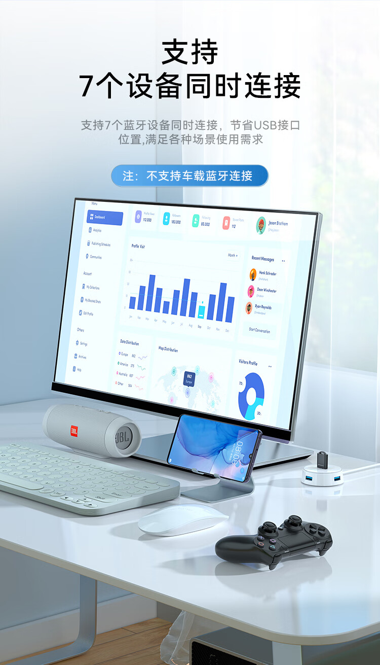 胜为（shengwei）USB蓝牙适配器5.0发射器 蓝牙音频接收器笔记本电脑接手机无线蓝牙耳机鼠标键盘 EBT5001G