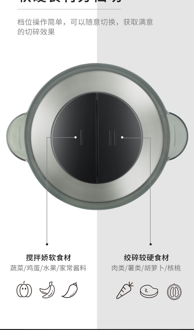 美菱  绞肉机 不锈钢刀片 玻璃碗 营养辅食 按压式绞肉机 MM-LC1825