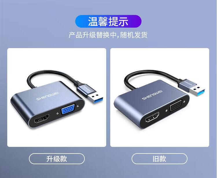 胜为（shengwei）USB3.0转HDMI/VGA转接头 笔记本转接多功能扩展坞 UR-602B