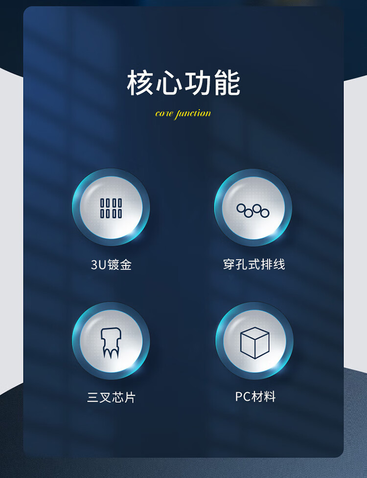 胜为（shengwei）六类穿孔式水晶头CAT6非屏蔽8P8C电脑网络线缆连接头三叉镀金网线接头50个/盒
