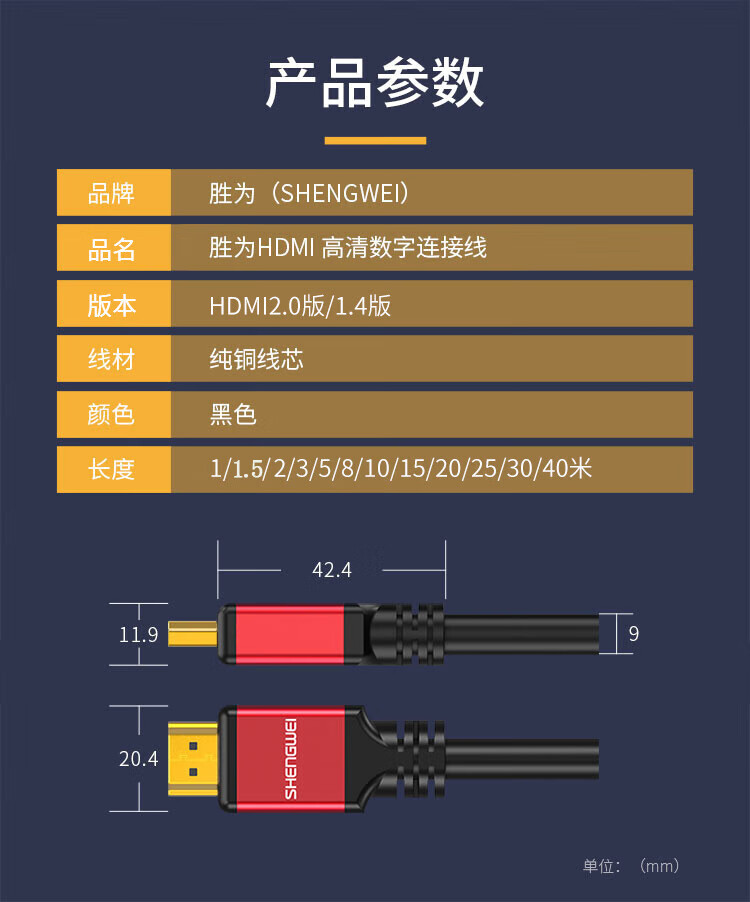 胜为（shengwei）HDMI线2.0版工程级 4K数字高清线3D视频线笔记本电脑机顶盒电视投影仪连接线1.5米WHC4015G