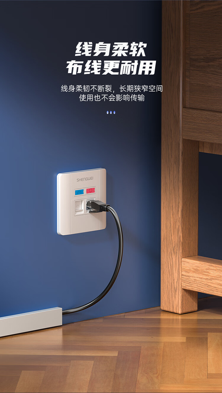 胜为（shengwei）六类CAT6类网线 千兆网络连接线1米 非屏蔽八芯双绞线 家用跳线成品网线 LC-6010G 3个装