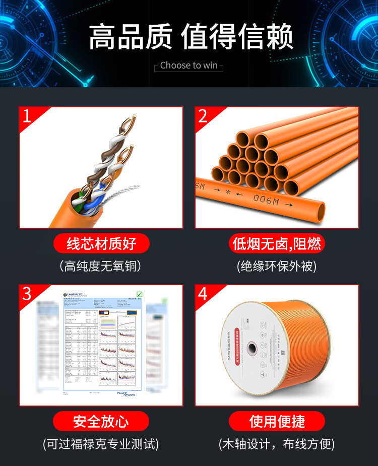 胜为（shengwei）六类[线径0.57mm]箱线 cat6千兆网络线 LSZH低烟无卤外被家装工程布线305米 WLC6305D