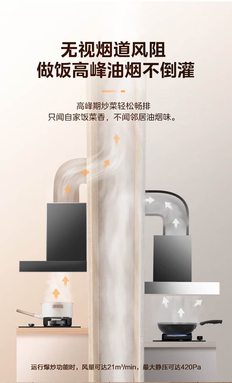 Midea抽油烟机家用自动清洗欧式21风量吸排油烟机CXW-268-T201
