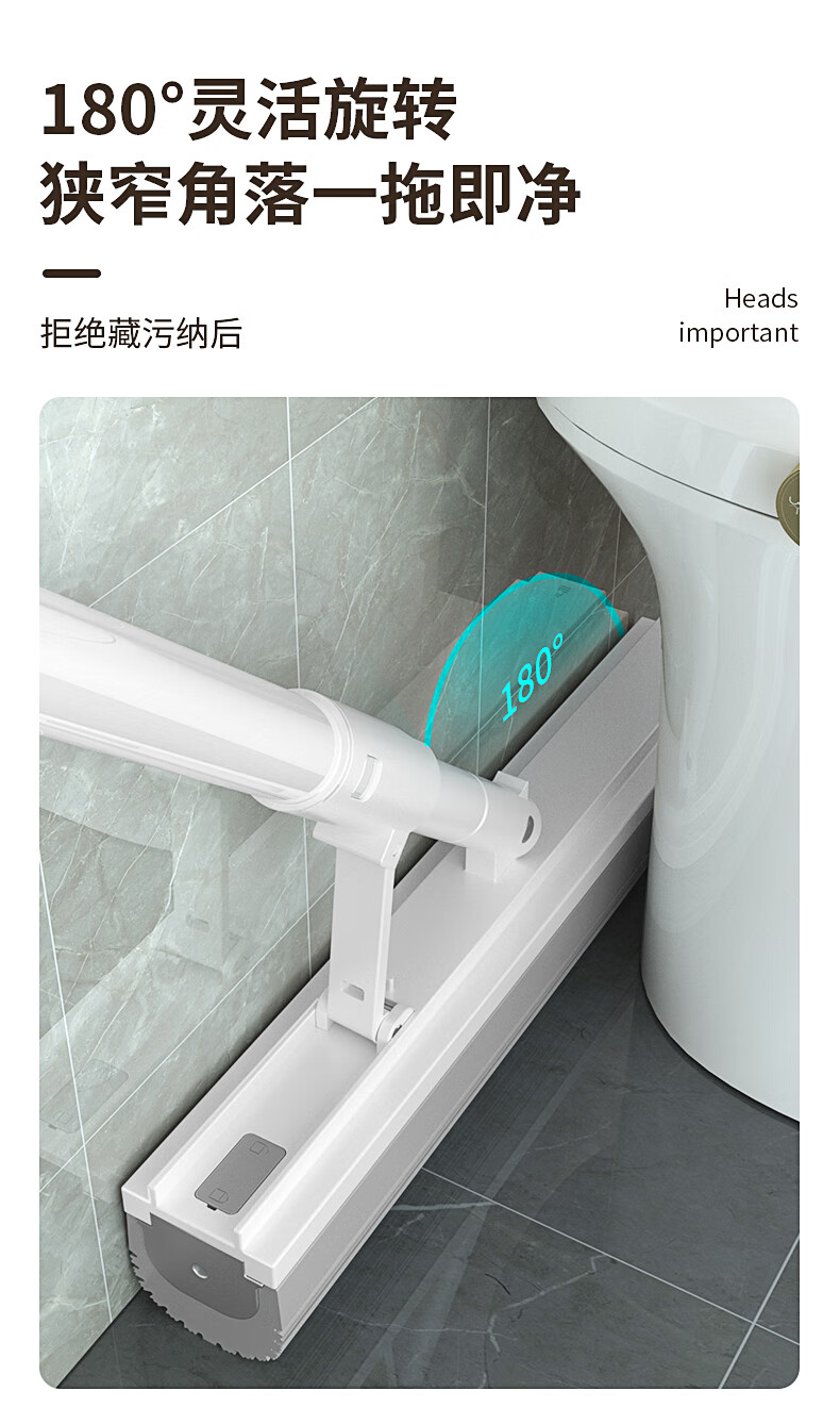 爱格（aige） 毛毛虫胶棉拖把 33cm免手洗吸水拖把家用一拖净 配2个头 JJ22