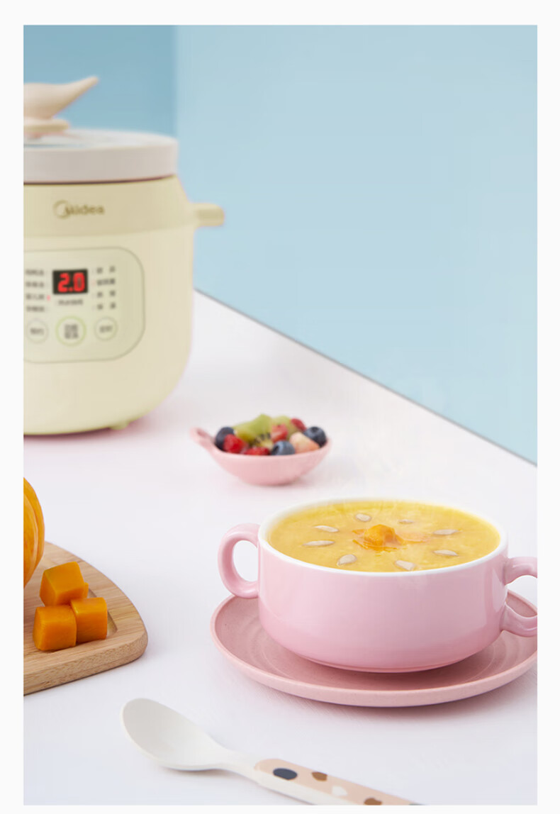 美的（Midea）电炖锅电炖盅宝宝辅食锅婴煮粥煲汤锅2L直炖白瓷内胆 预约定时 TGS20Y