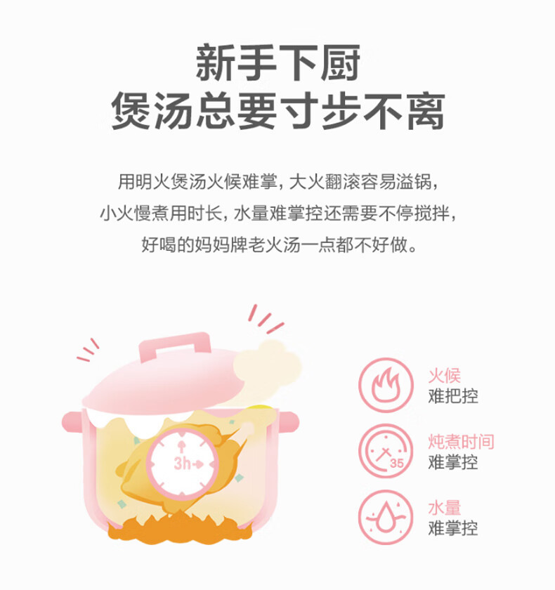 美的（Midea）电炖锅电炖盅宝宝辅食锅婴煮粥煲汤锅2L直炖白瓷内胆 预约定时 TGS20Y