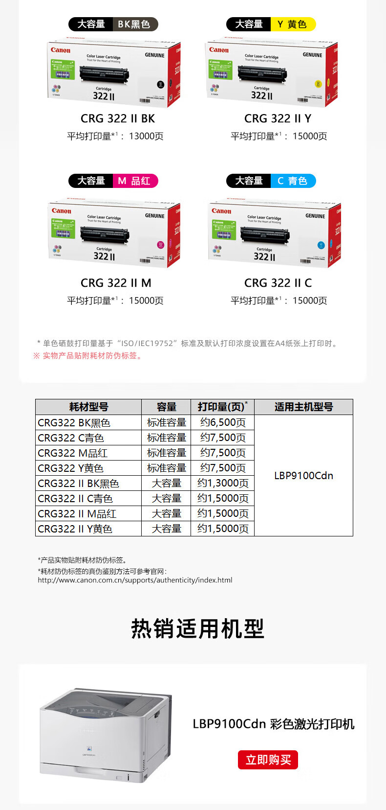 佳能（Canon）CRG322 M品红硒鼓 标准容量（适用LBP9100Cdn）