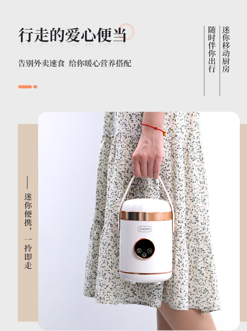 臻米便携式电炖锅多功能全自动迷你私享小炖汤锅智能煮 珍珠白电炖杯 600ML【D2】