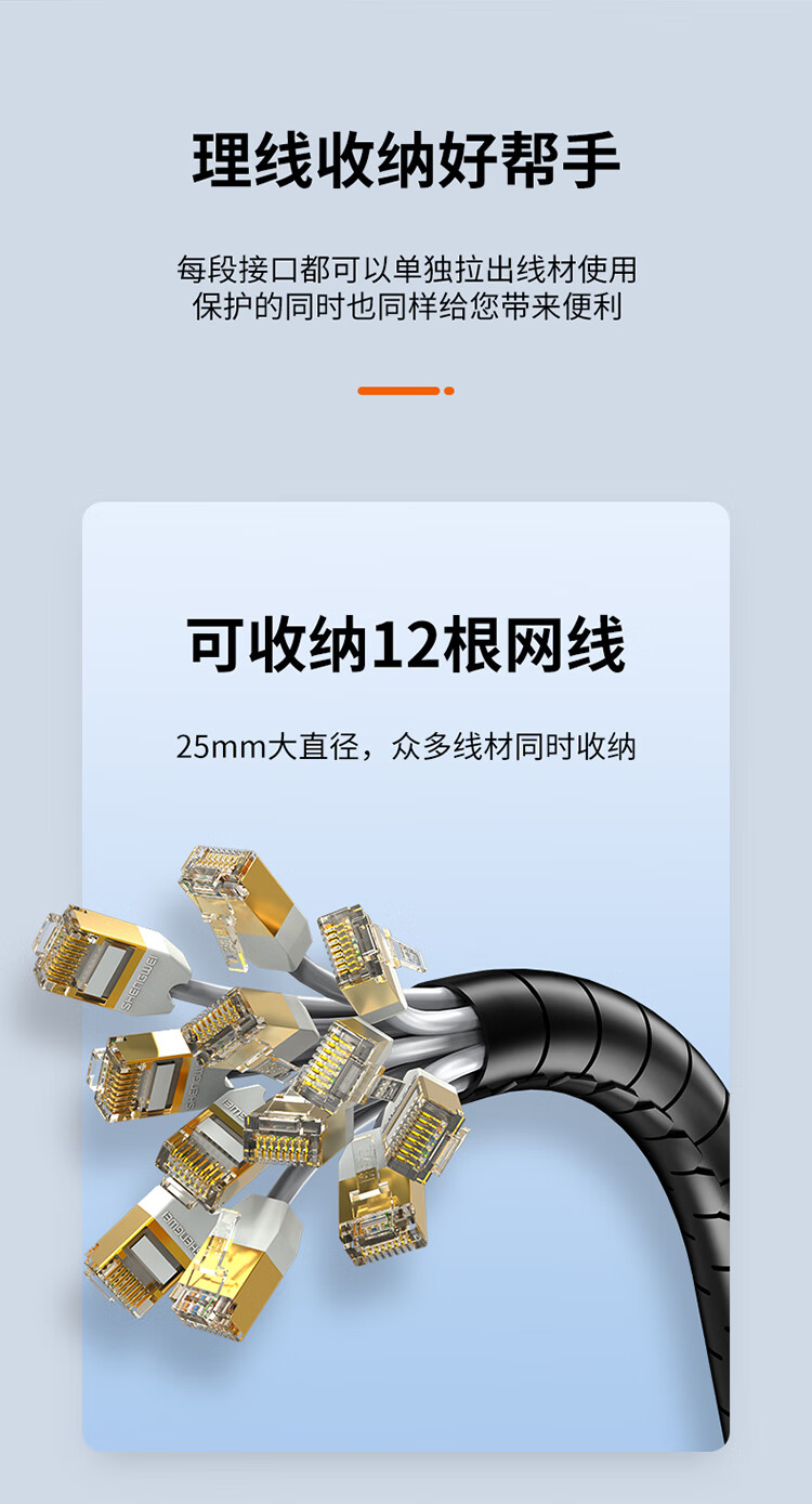 胜为（shengwei）包线管理线器桌面线束收纳束线管电脑汽车电源线缠绕整理保护套CBX2002G