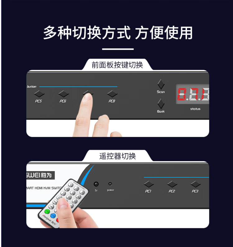 胜为（shengwei）KVM切换器 机架式带遥控VGA16进1出切换器 显示器共享器 共享USB键鼠 KS-316A