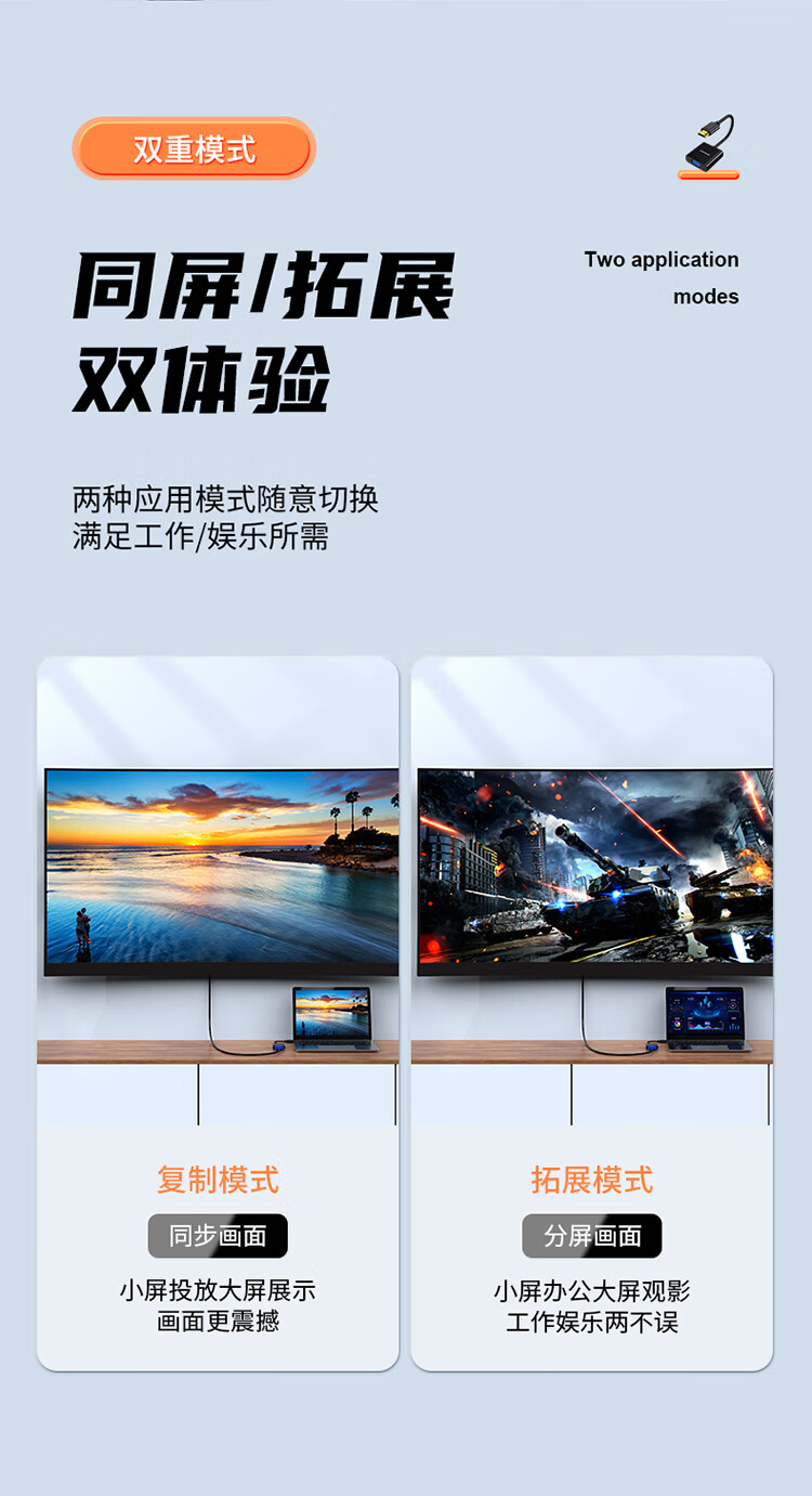 胜为（shengwei）HDMI转VGA线转换器 高清视频转接头 笔记本电脑机顶盒连接电视显示器投影仪 黑HV-602 3个装