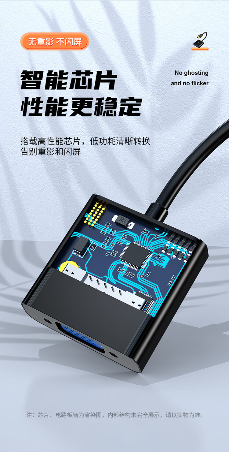 胜为（shengwei）HDMI转VGA线转换器 高清视频转接头 笔记本电脑机顶盒连接电视显示器投影仪 黑HV-602 3个装