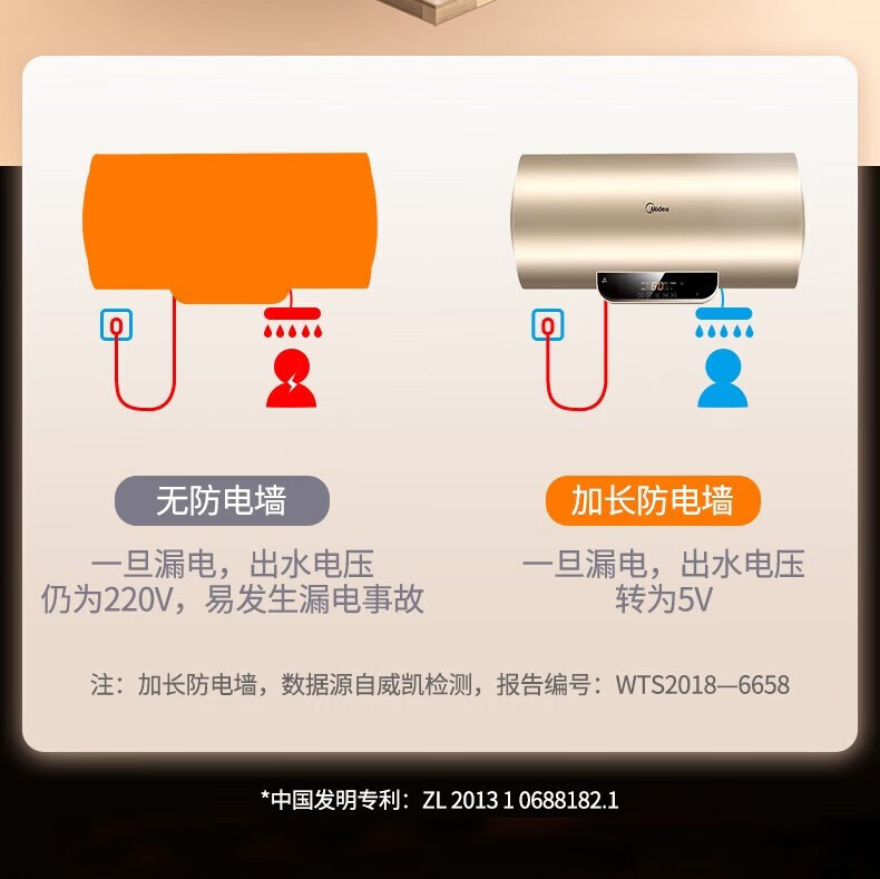Midea家用3200W速热储水式热水器电热水器节能App智控一级能效WB5鸿蒙系统 60升 F60-15WB5(Y)金