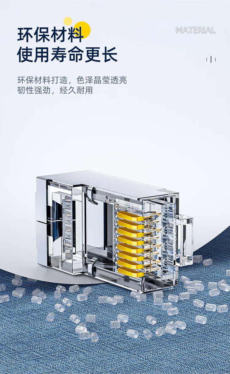 SAMZHE 山泽工程级六类千兆网络屏蔽水晶头20个/盒RJ45网线8P8C网线接头FTP铜壳SJ-P6020