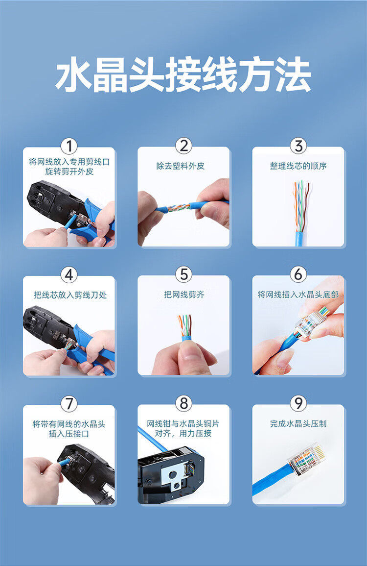 SAMZHE 山泽六类穿孔式网线水晶头CAT6类屏蔽RJ45网络接头通孔8P8C镀金水晶10个装PCKT610