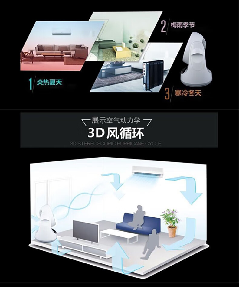 艾美特台式循环扇遥控电扇上下左右摇头扇FB2056R