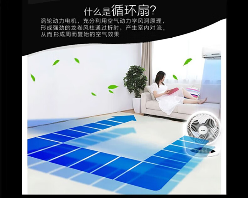 艾美特台式循环扇遥控电扇上下左右摇头扇FB2056R