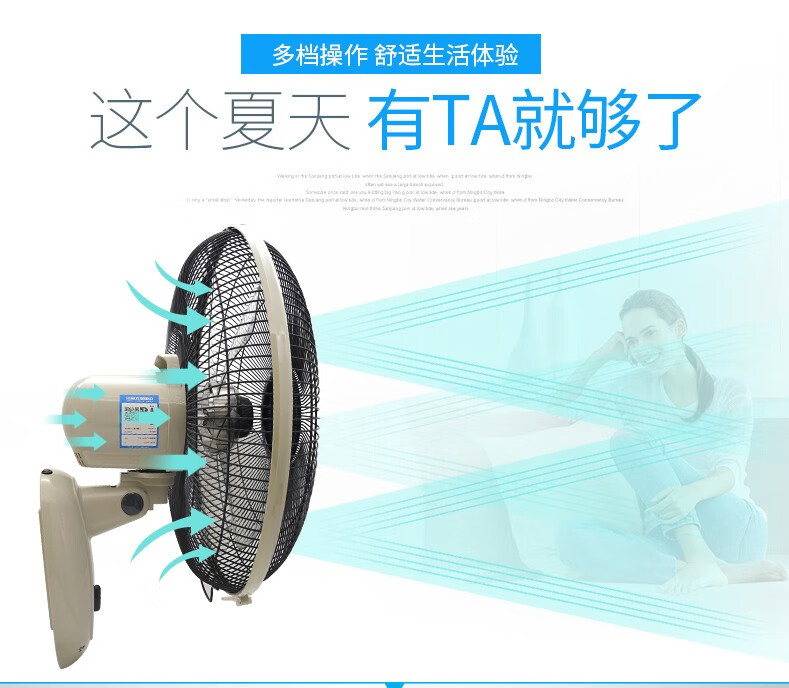 艾美特16吋机械壁扇挂壁式风扇节能工程扇五叶电风扇家用大功率壁扇FW4027-5