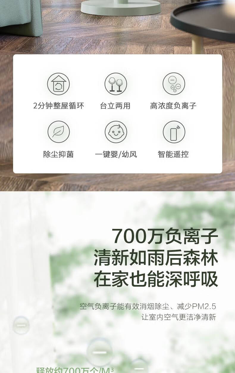 艾美特空气循环扇室内电风扇落地台立式智能遥控变频摇头天鹅节能大风力 白鹭系列 白色 FA20-RD68