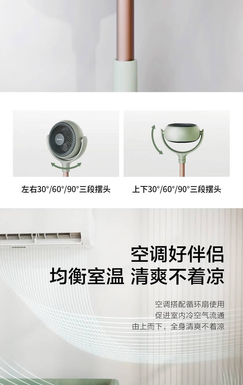 艾美特空气循环扇室内电风扇落地台立式智能遥控变频摇头天鹅节能大风力 白鹭系列 白色 FA20-RD68